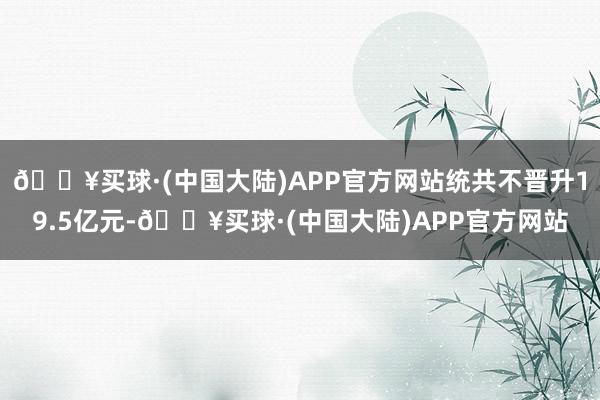 🔥买球·(中国大陆)APP官方网站统共不晋升19.5亿元-🔥买球·(中国大陆)APP官方网站