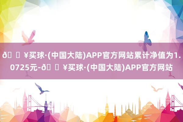 🔥买球·(中国大陆)APP官方网站累计净值为1.0725元-🔥买球·(中国大陆)APP官方网站