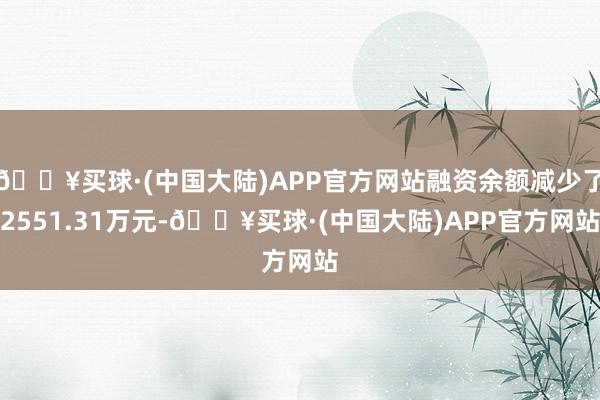 🔥买球·(中国大陆)APP官方网站融资余额减少了2551.31万元-🔥买球·(中国大陆)APP官方网站